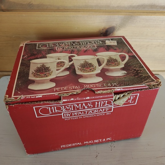 Pfaltzgraff Other - Set of 4 Pfaltzgraff Christmas Tree Heritage Footed Pedestal Mugs 12294 H2